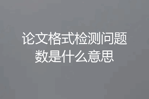 论文格式检测问题数是什么意思