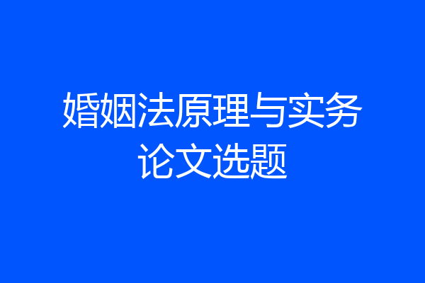 婚姻法原理与实务论文选题