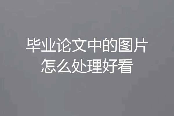 毕业论文中的图片怎么处理好看
