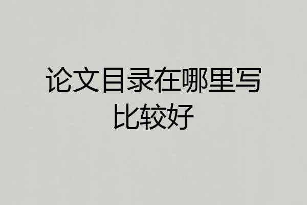 论文目录在哪里写比较好