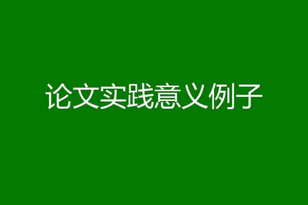 论文实践意义例子