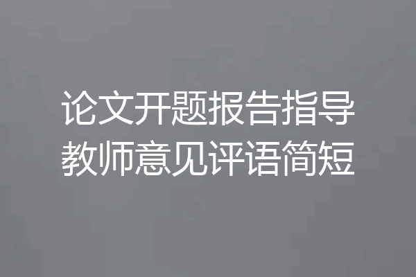 论文开题报告指导教师意见评语简短