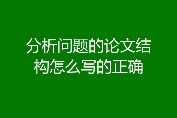 分析问题的论文结构怎么写的正确
