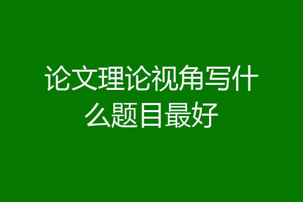 论文理论视角写什么题目最好