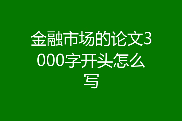金融市场的论文3000字开头怎么写