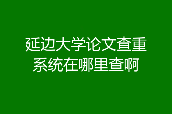 延边大学论文查重系统在哪里查啊