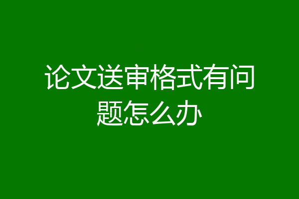 论文送审格式有问题怎么办