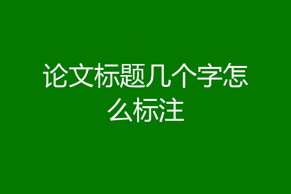 论文标题几个字怎么标注
