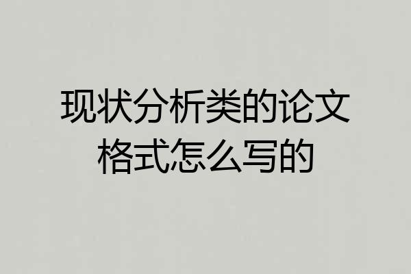现状分析类的论文格式怎么写的