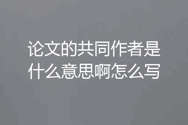 论文的共同作者是什么意思啊怎么写