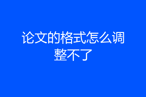 论文的格式怎么调整不了