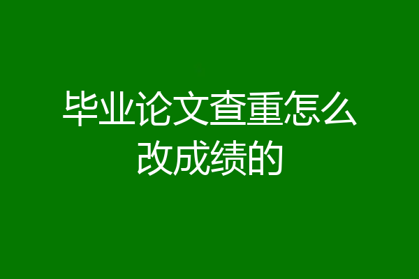 毕业论文查重怎么改成绩的