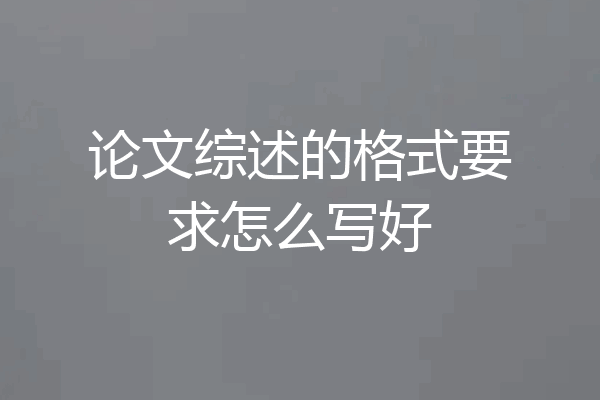 论文综述的格式要求怎么写好