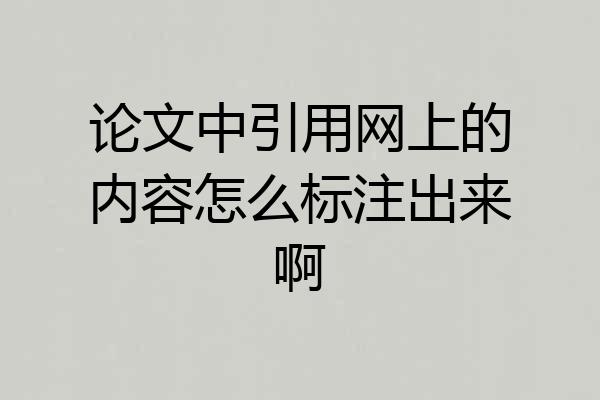 论文中引用网上的内容怎么标注出来啊