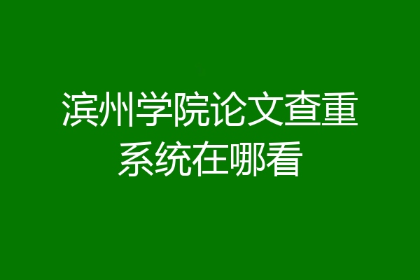 滨州学院论文查重系统在哪看