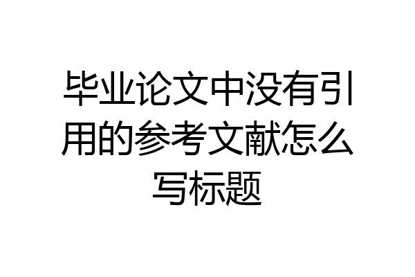 毕业论文中没有引用的参考文献怎么写标题