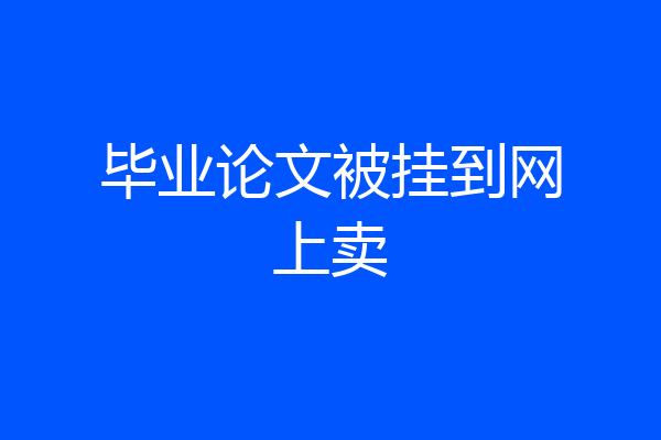 毕业论文被挂到网上卖