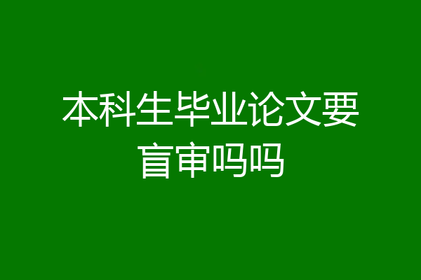 本科生毕业论文要盲审吗吗