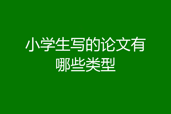 小学生写的论文有哪些类型