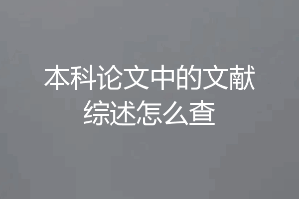 本科论文中的文献综述怎么查