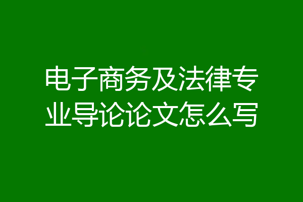 电子商务及法律专业导论论文怎么写
