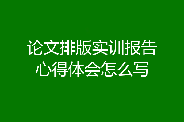 论文排版实训报告心得体会怎么写