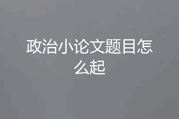 政治小论文题目怎么起