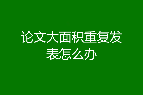 论文大面积重复发表怎么办