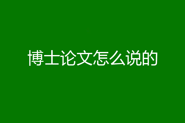博士论文怎么说的