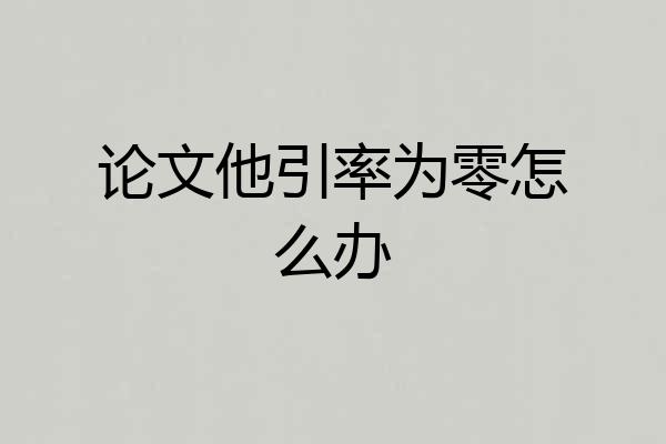 论文他引率为零怎么办