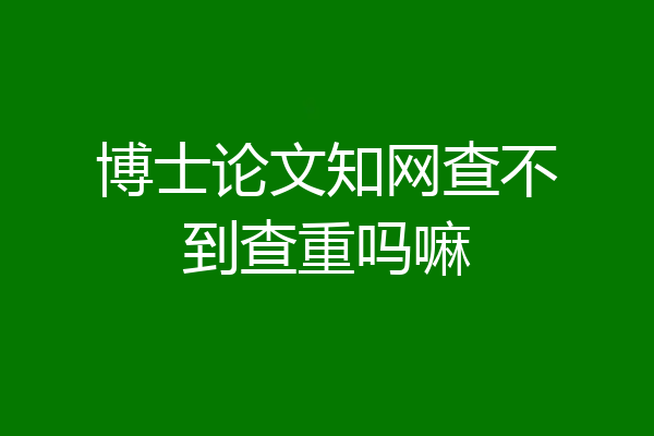 博士论文知网查不到查重吗嘛