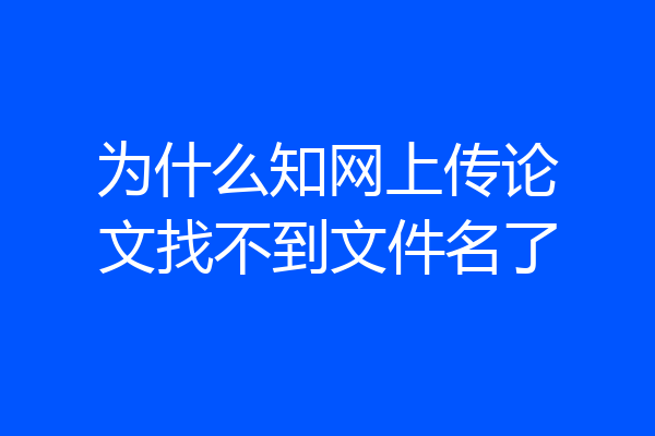 为什么知网上传论文找不到文件名了