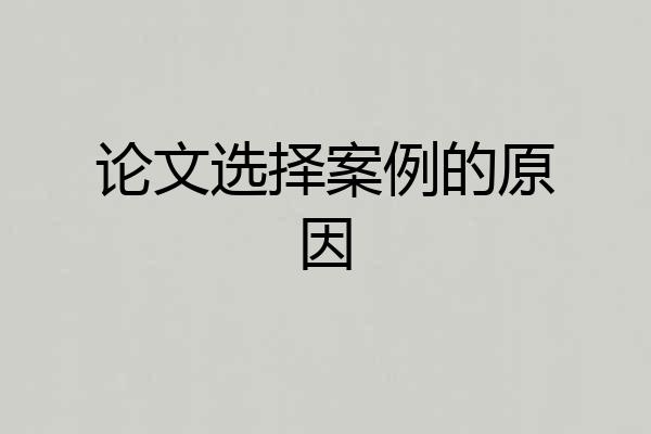 论文选择案例的原因