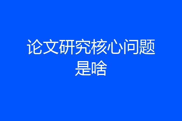 论文研究核心问题是啥