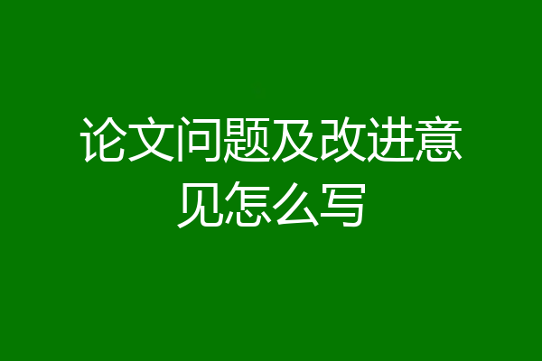 论文问题及改进意见怎么写