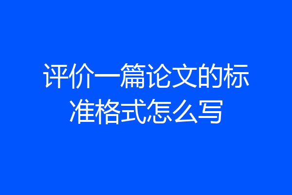 评价一篇论文的标准格式怎么写