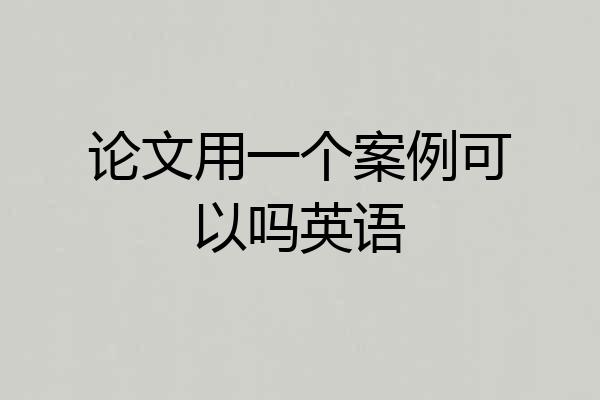 论文用一个案例可以吗英语