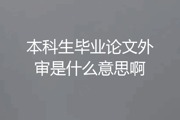 本科生毕业论文外审是什么意思啊