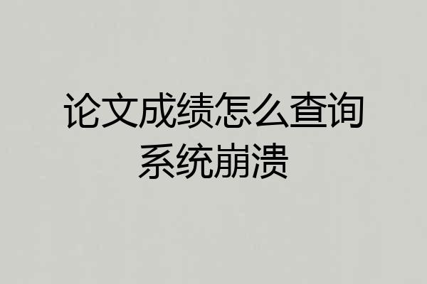 论文成绩怎么查询系统崩溃