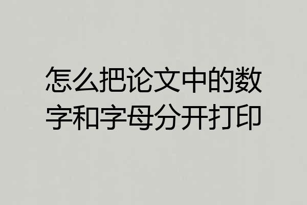 怎么把论文中的数字和字母分开打印