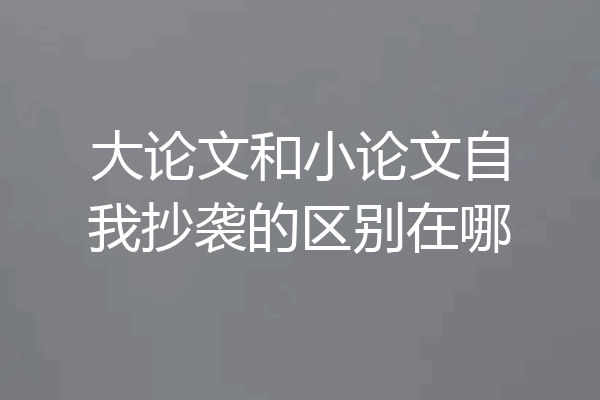 大论文和小论文自我抄袭的区别在哪