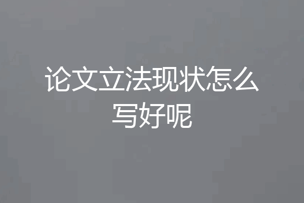 论文立法现状怎么写好呢