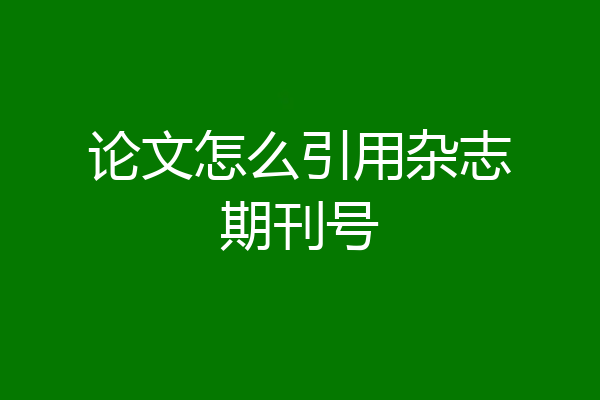 论文怎么引用杂志期刊号