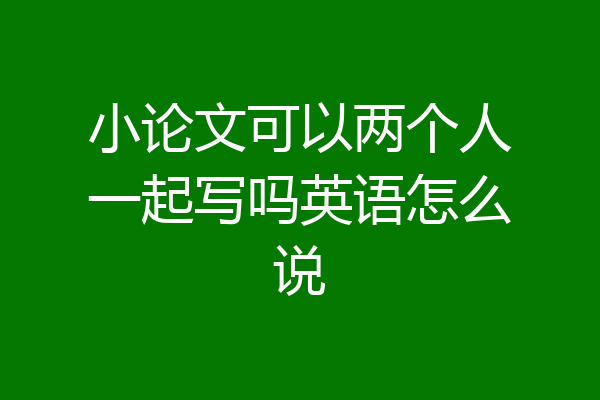 小论文可以两个人一起写吗英语怎么说