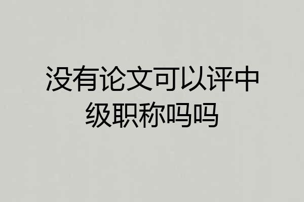 没有论文可以评中级职称吗吗