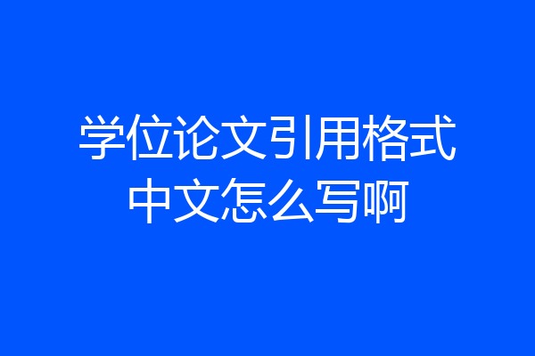 学位论文引用格式中文怎么写啊