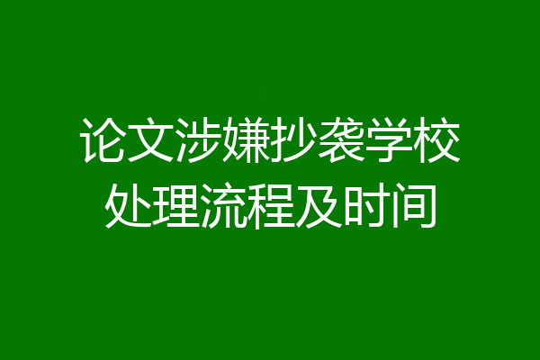 论文涉嫌抄袭学校处理流程及时间