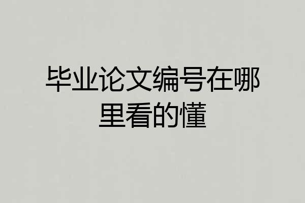毕业论文编号在哪里看的懂