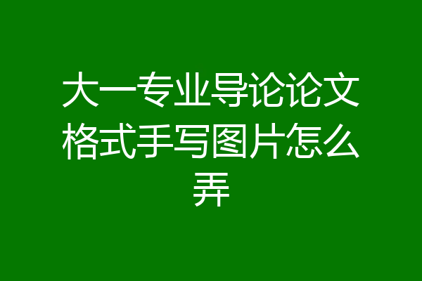 大一专业导论论文格式手写图片怎么弄