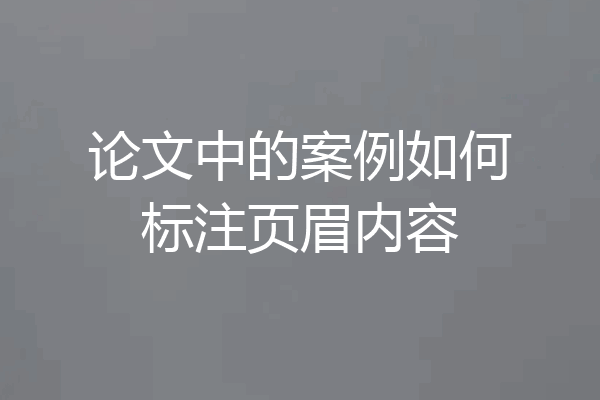 论文中的案例如何标注页眉内容